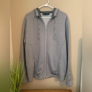Under Armour gray zip up jacket with hood. Size L.